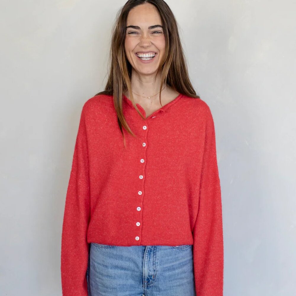 NWT Red Button-Up Cardigan Sweater